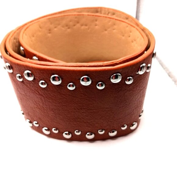 Western Womens Brown Wide Leather Studded Belt New Waist Size 27 To 33 - Picture 9 of 10